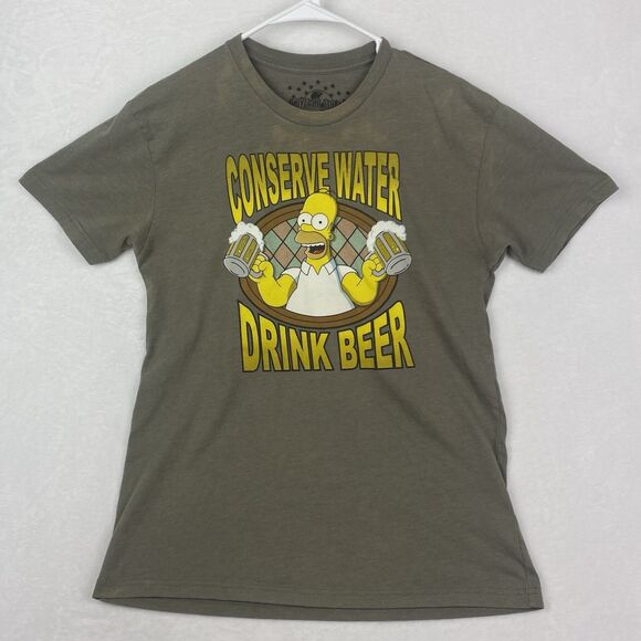 Universal Studios Homer Simpson Conserve Water Drink Water Graphic Shirt Medium - Picture 1 of 9